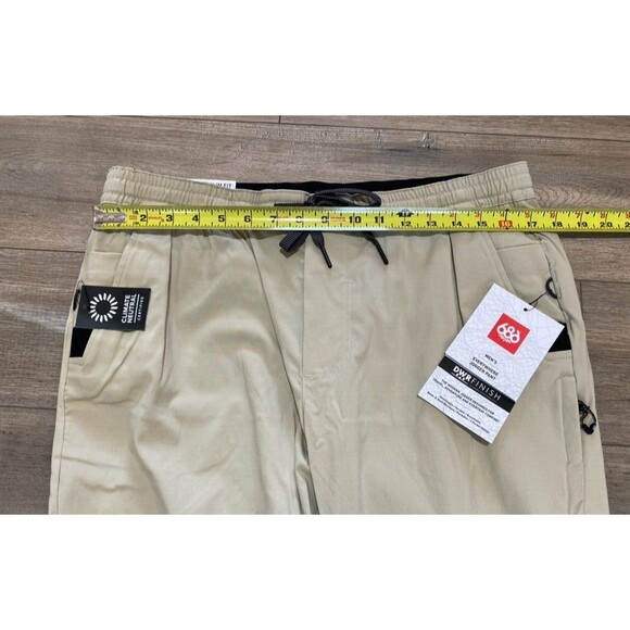 686 Everywhere Pant Mens L Stretch Beige Slim Jogger Zipper Pockets Drawstring - Picture 4 of 9